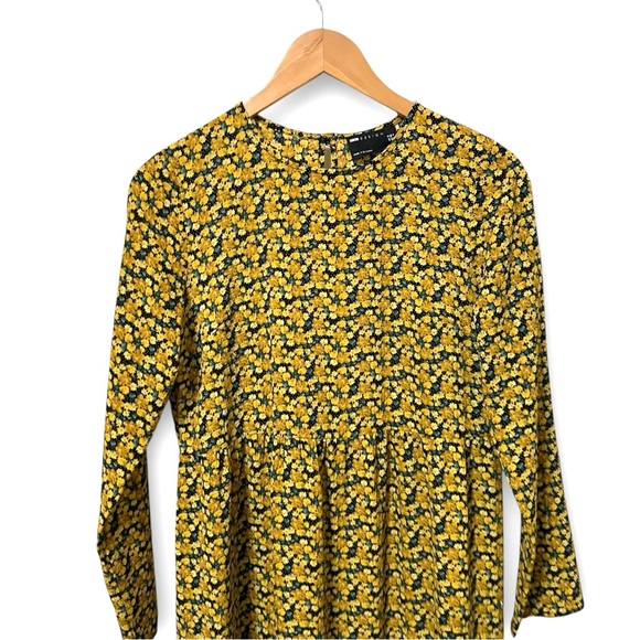 ASOS Yellow and Black Floral Long Sleeve Dress - Picture 8 of 15